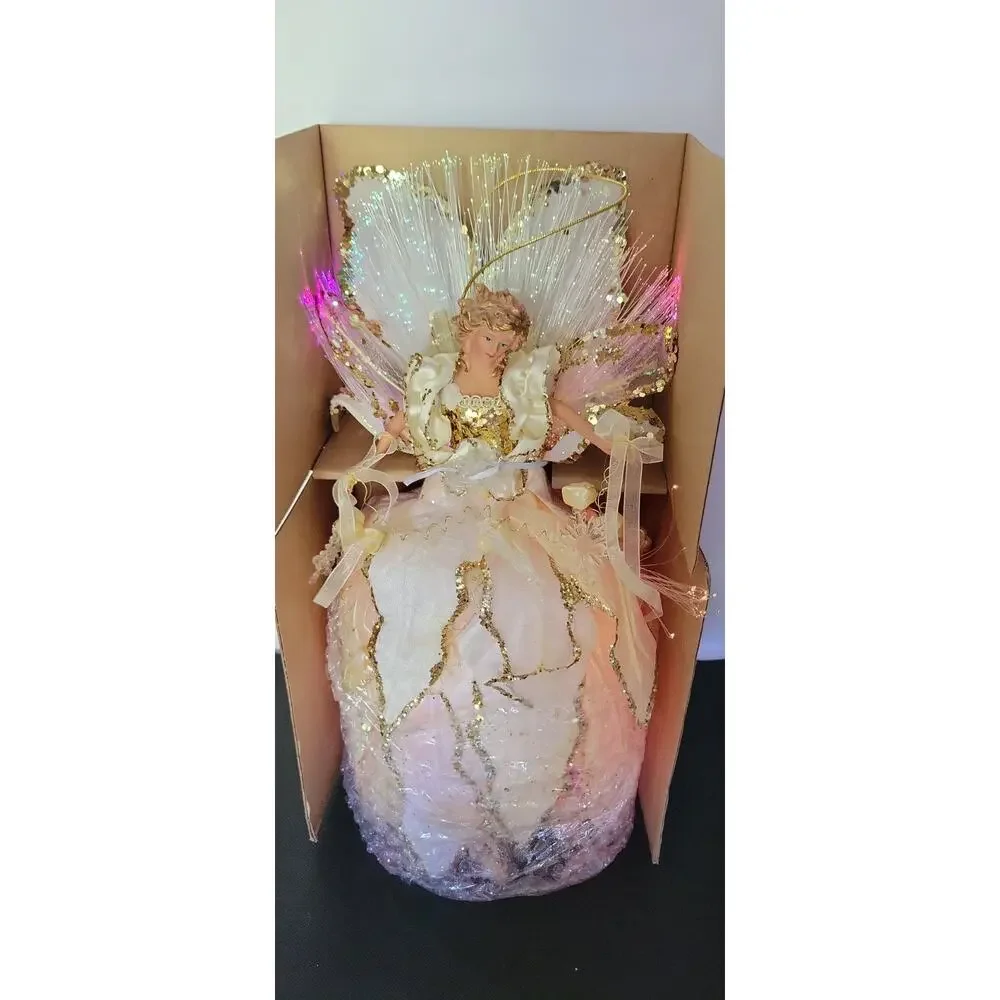2008 Avon Fiber Optic Light Up Glitter Angel Christmas Decor 13” NIB New